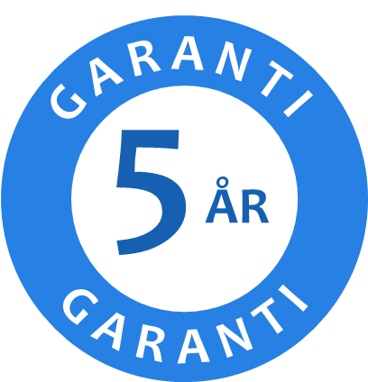 Vi lämnar 5 års garanti på våra glaspartier.