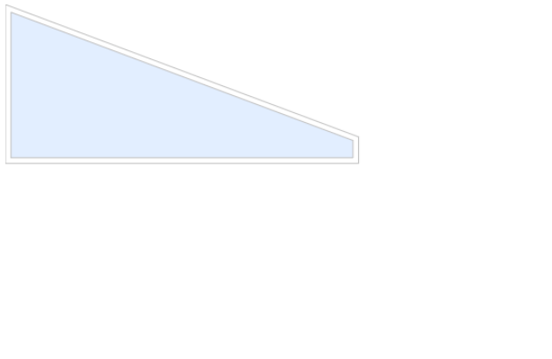 Schematisk bild för Sommar M50 måttanpassat glasparti, fast trekantsparti/ gavelspetsfönster, härdat glas, vit, höjd vänster 100 mm, höjd höger 800 mm, bredd 1800 mm | Mekoflex Uterum