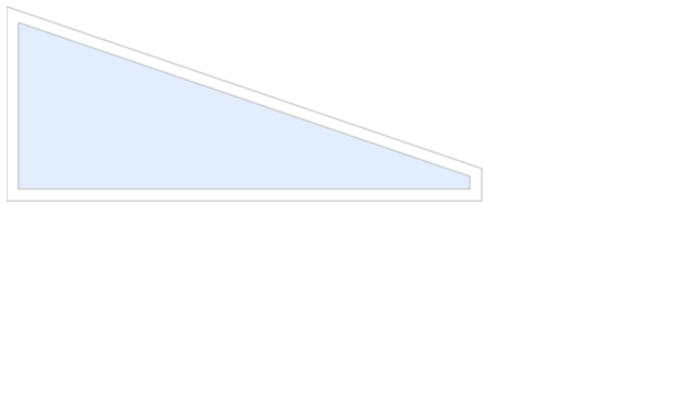 Schematisk bild av Vinter M90 måttanpassat glasparti, fast trekantsparti/ gavelspetsfönster, 28 mm isolerglas, 2-glas härdat energiglas/argon, bruten köldbrygga, antracitgrå, bredd 1800 mm, höjd vänster 900 mm, höjd höger 200 mm - Mekoflex Uterum