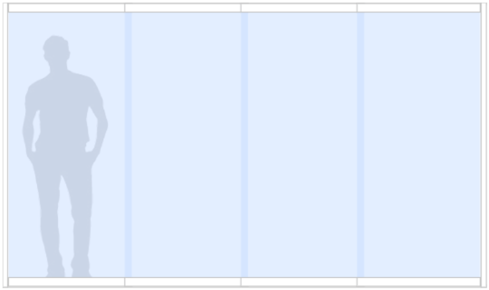 Schematisk bild av ramlöst skjutparti där skjutdörrarna stängts.