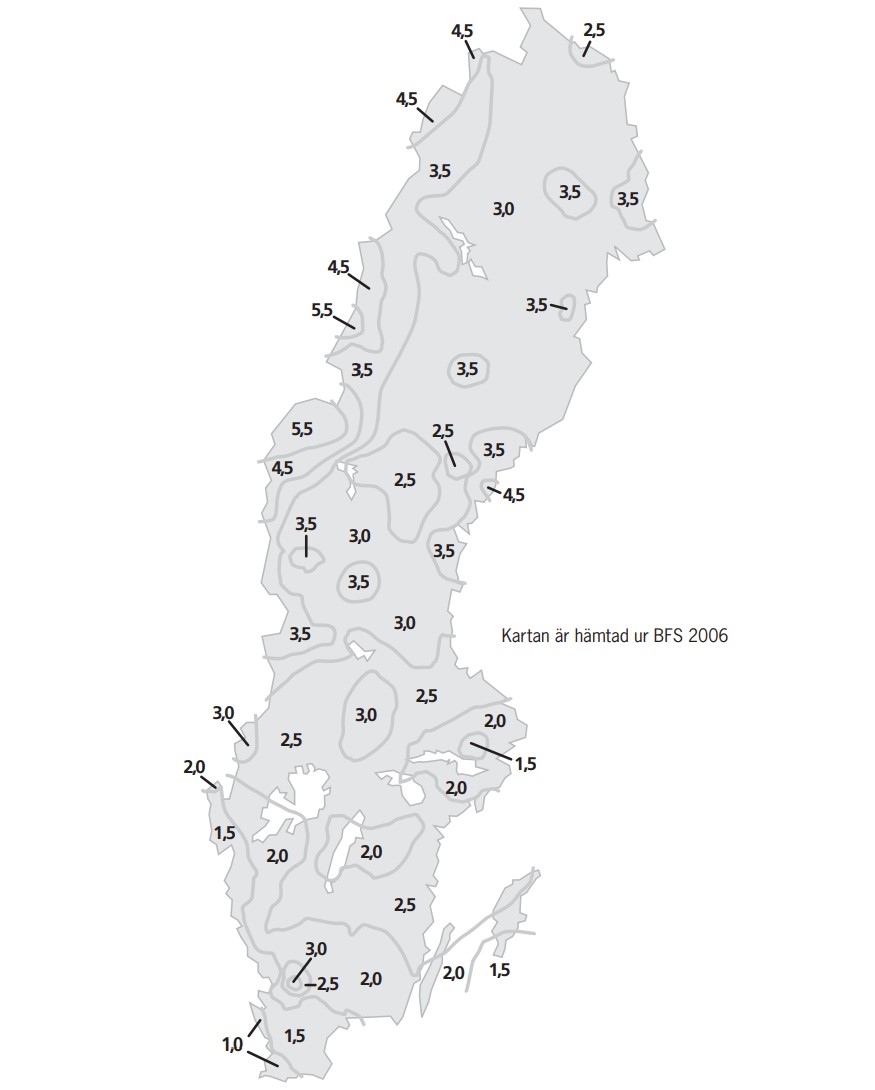 Karta över snözoner i Sverige | Mekoflex Uterum